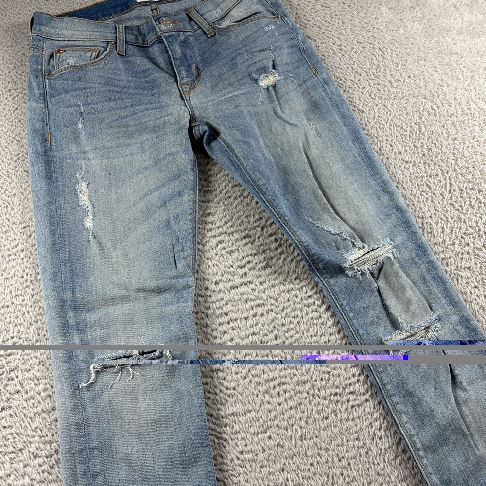 Hudson Jeans Womens 25x27 Krista Super Skinny Light Wash Distressed Rips